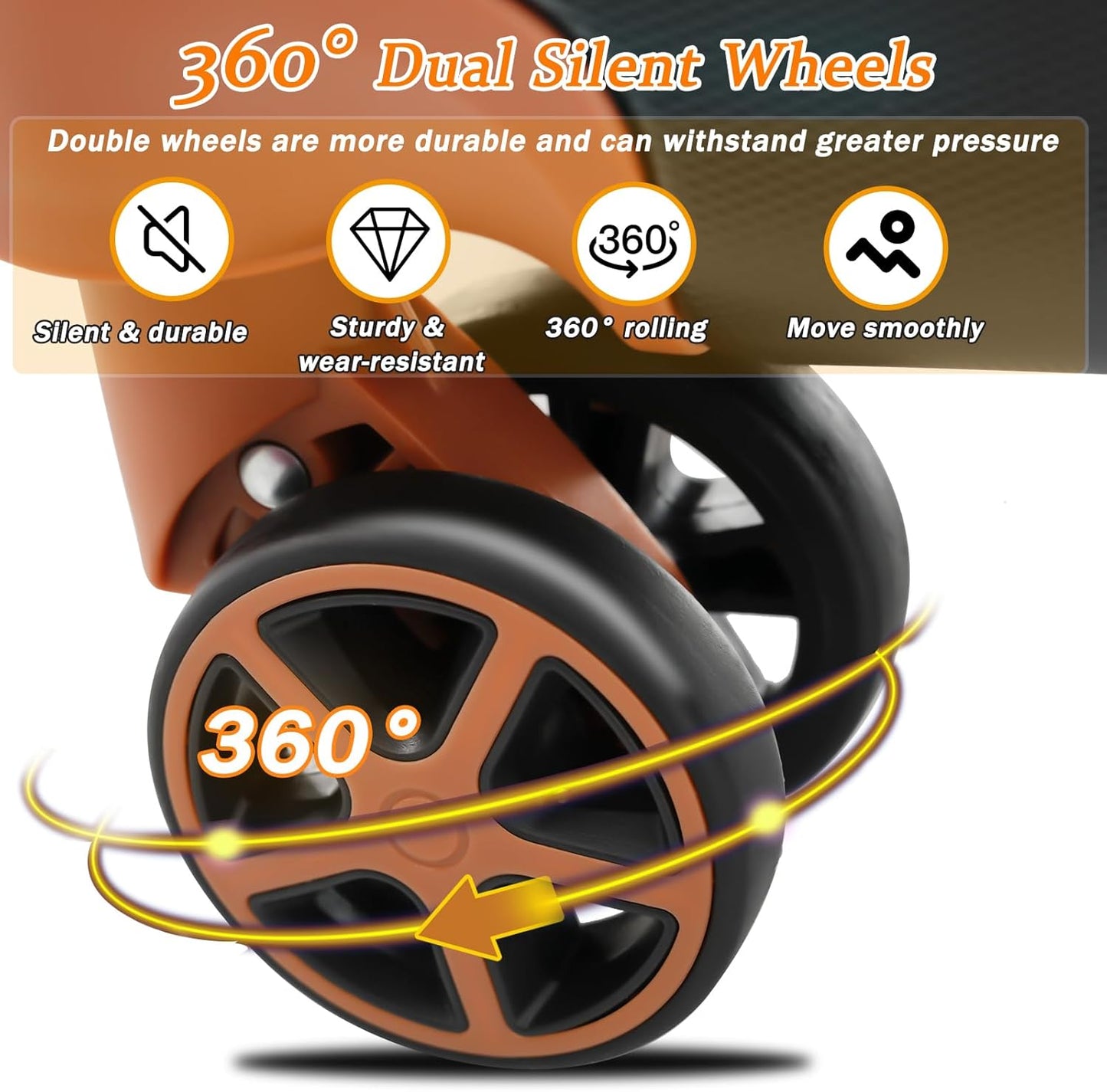 Merax Luggage Set 6 Piece, Hardshell ABS Suitcases with 8 Silent Spinner Wheels, Durable and Lightweight Travel Luggage for Family Trips, Black Brown