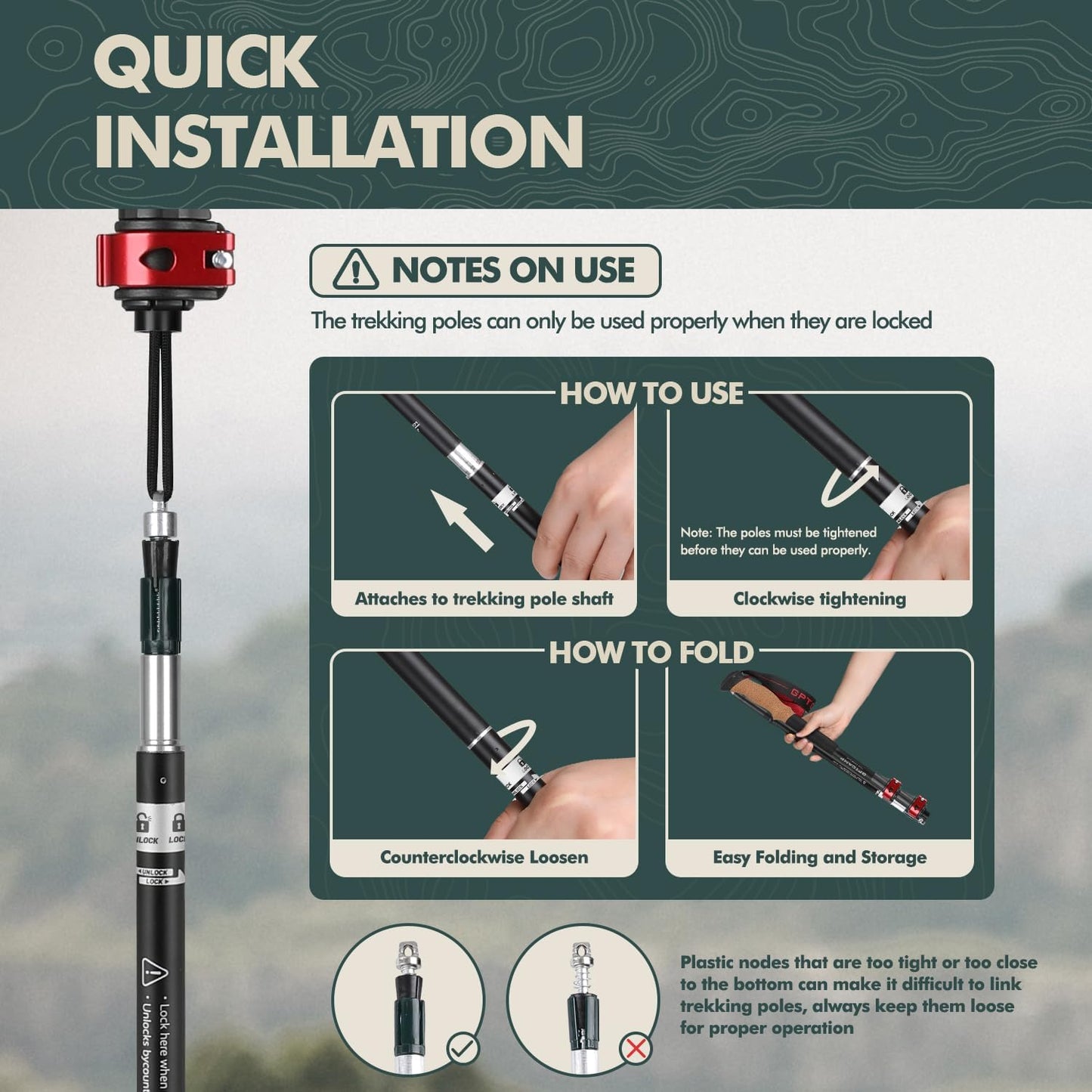 GPTCAMP Walking Sticks,Trekking Poles Collapsible Hiking Poles,Lightweight Folding Travel Walking Pole for Men Women,2pc Adjustable Hiking Stick with EVA Foam Grips for Backpacking