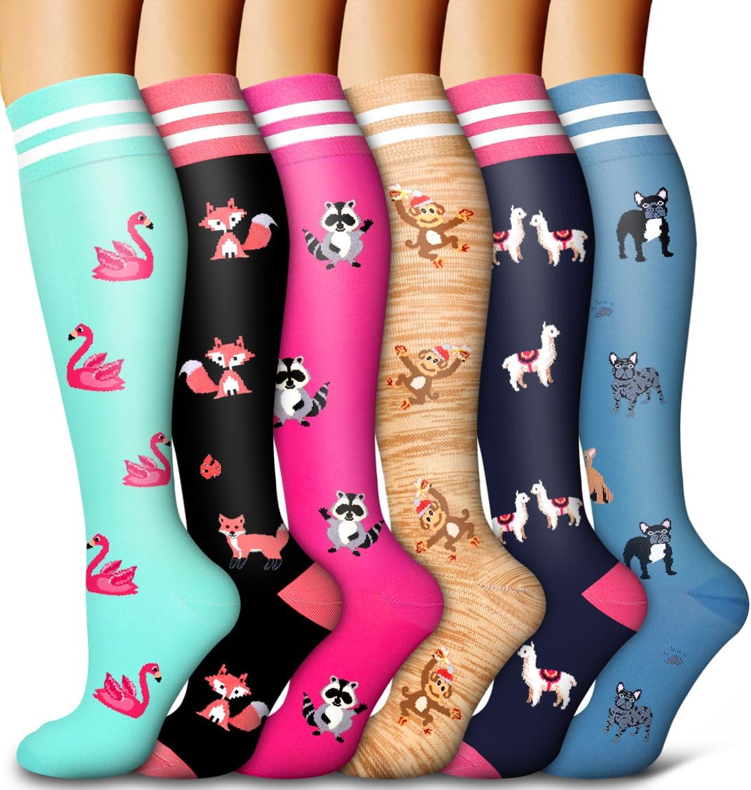 6 Pack Copper Compression Socks for Women and Men Circulation-Best Support for Medical, Running,Nursing,Athletic