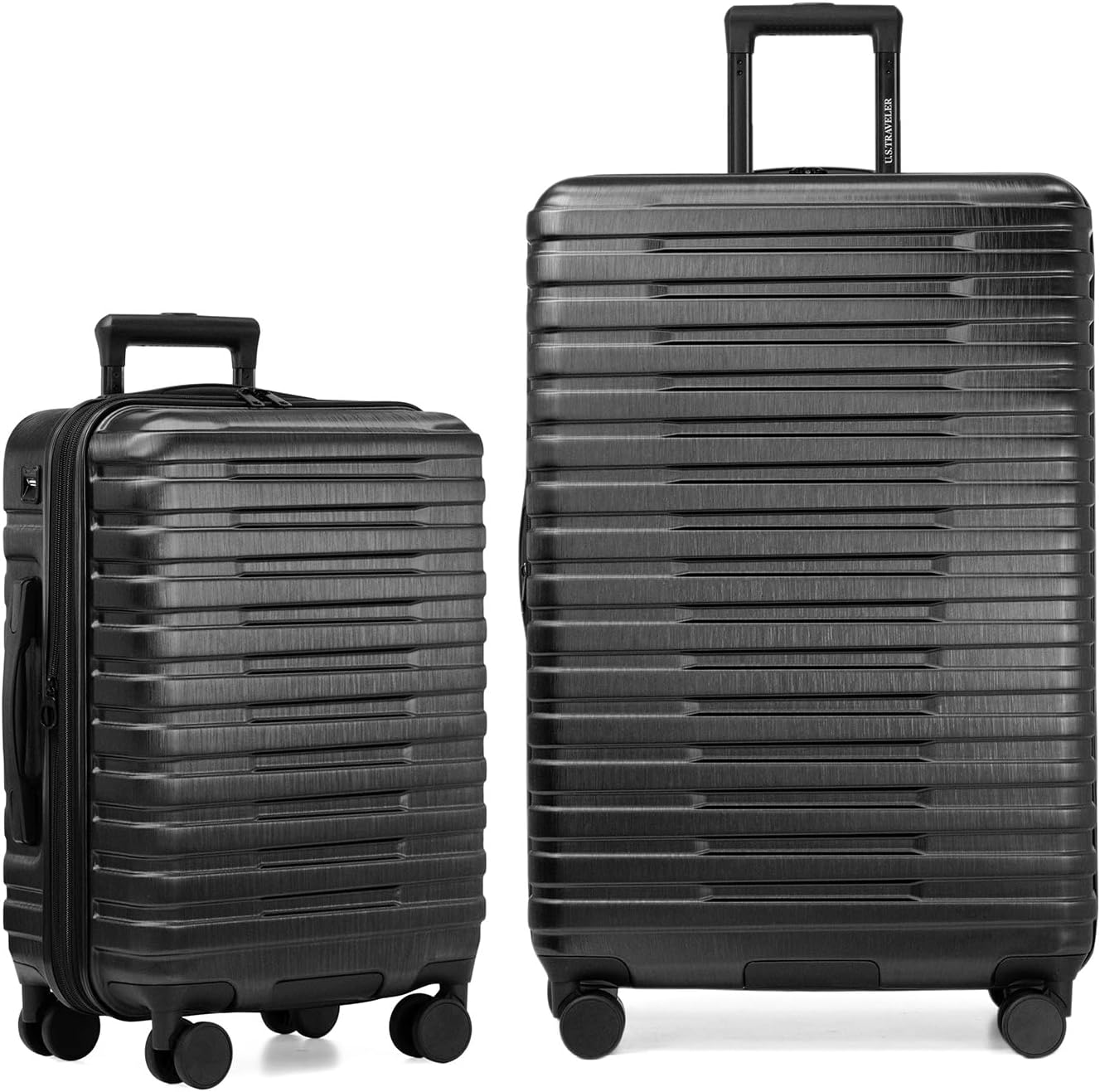 U.S. Traveler Boren Hardside Spinner Luggage with Aluminum Handle, Pink, 2-Piece Set