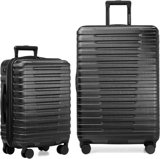 U.S. Traveler Boren Hardside Spinner Luggage with Aluminum Handle, Pink, 2-Piece Set