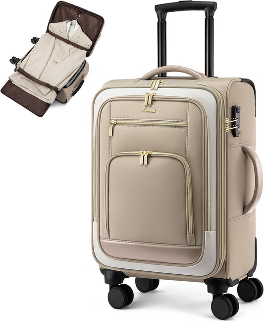 LOVEVOOK 49L Carry on Luggage 22x14x9 Airline Approved, 22 Inch Large Rolling Suitcase with Suit Folder & Spinner Wheels, Lightweight Underseat Carryon Luggage for Women Travel Business with TSA Lock