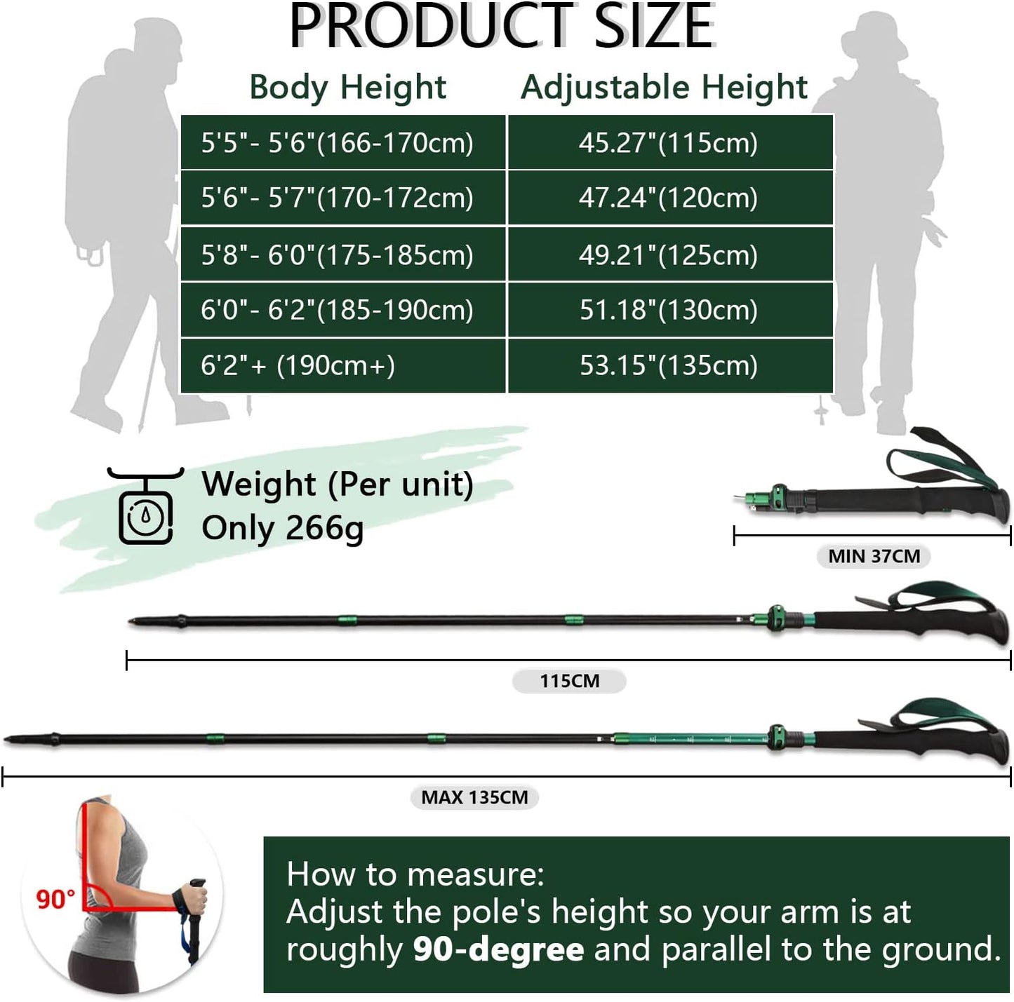 TheFitLife Collapsible Trekking Poles for Hiking – Lightweight Folding Walking Sticks for Men and Women with Extra-Long Foam Handle and Metal Flip Lock