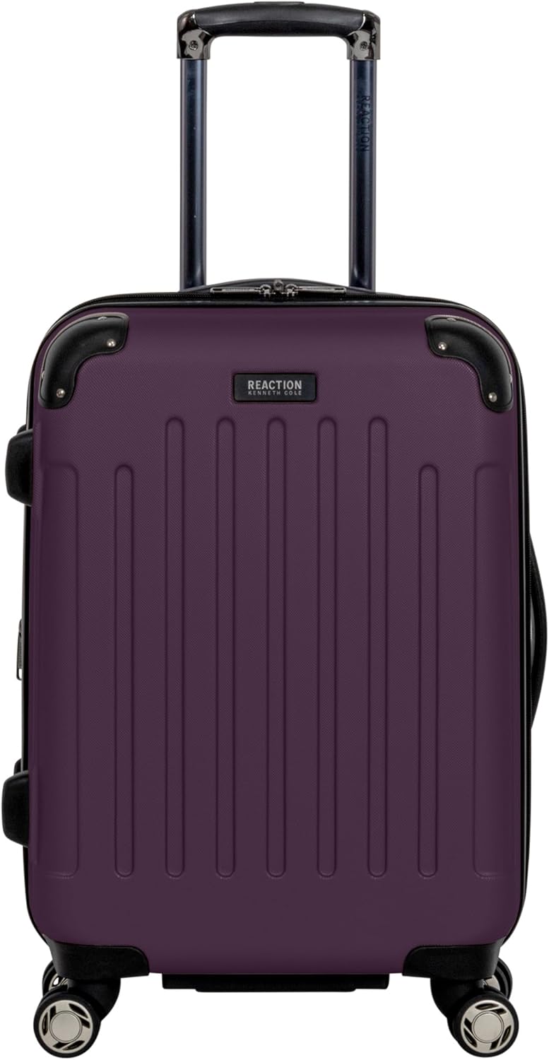 Kenneth Cole REACTION Renegade Luggage Expandable 8-Wheel Spinner Lightweight Hardside Suitcase, Midnight Plum, 20-Inch Carry On