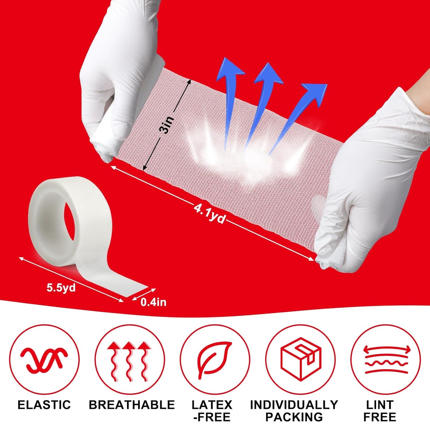 DMSKY 240 Pack Gauze Rolls, 4 in x 4.1 Yards, Individually Wrapped Breathable Rolled Gauze, Premium Bandage Wrap Rolled Gauzes, Mummy Wraps