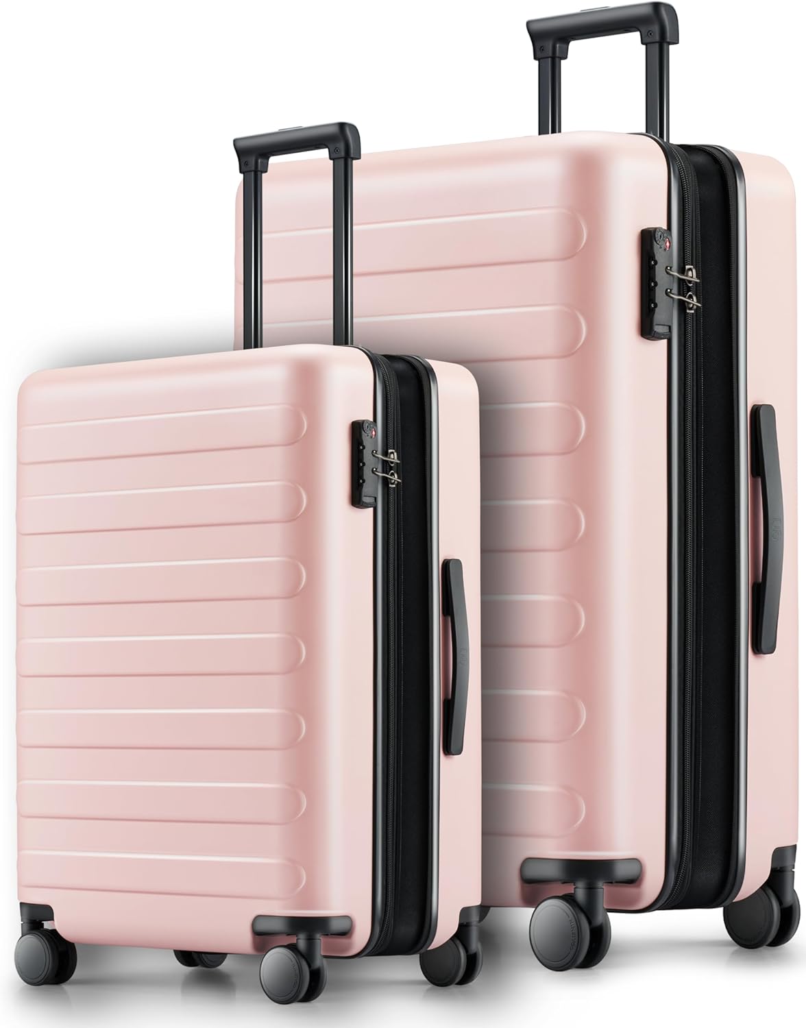 NINETYGO Luggage Sets 2 Piece, Carry On Luggage Airline Approved, Large Checked Luggage with Smooth Spinner Wheels, Expandable, Hard Shell PC Suitcase Sets, TSA Approved, 20in/28in (Pink, Rhine Max)