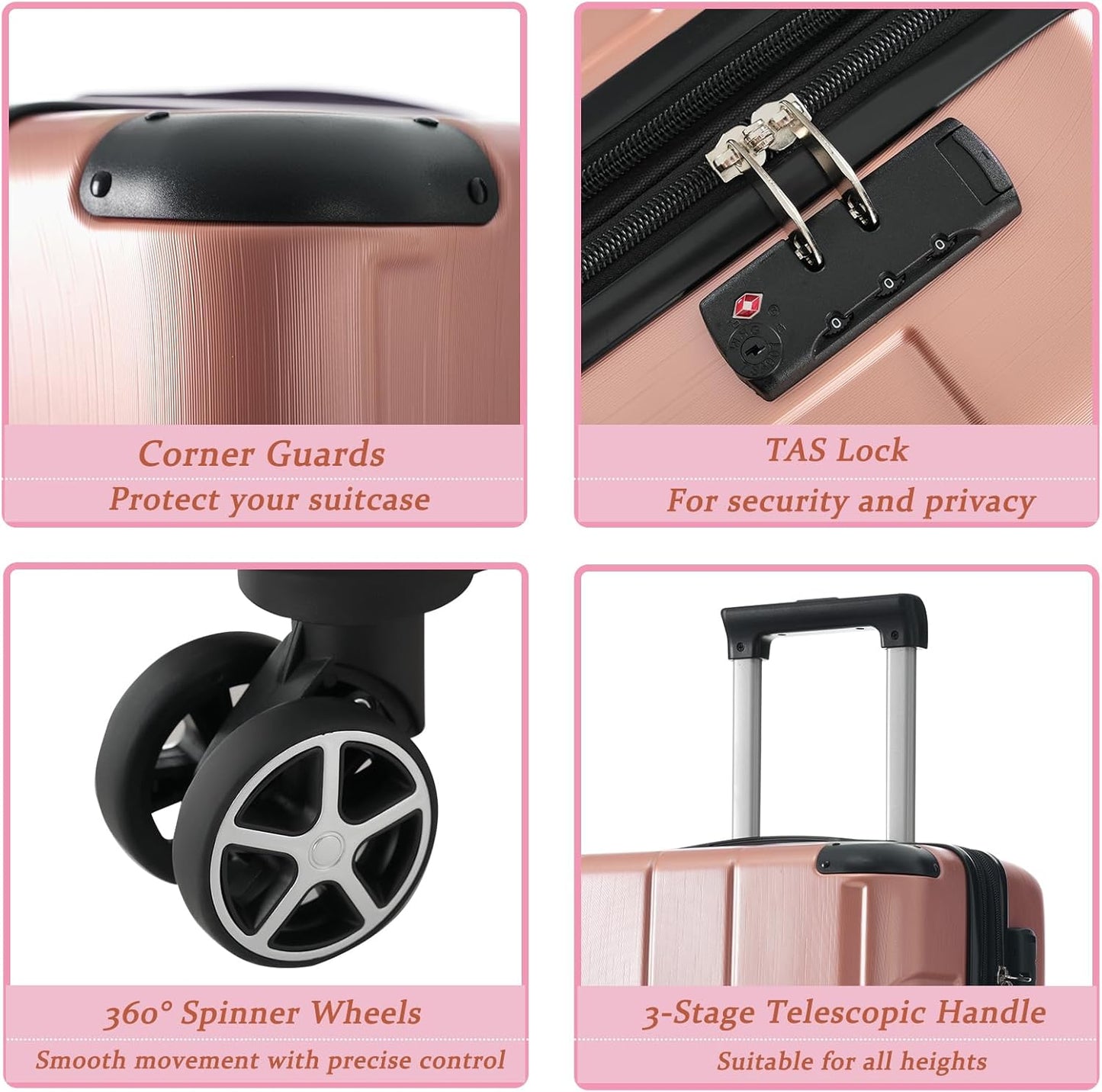 Merax 24 Inch Expandable Checked Luggage, Hardshell ABS Medium Suitcase with Spinner Wheels, TSA Lock, Lightweight Travel Suitcase for Long Trips and Vacations