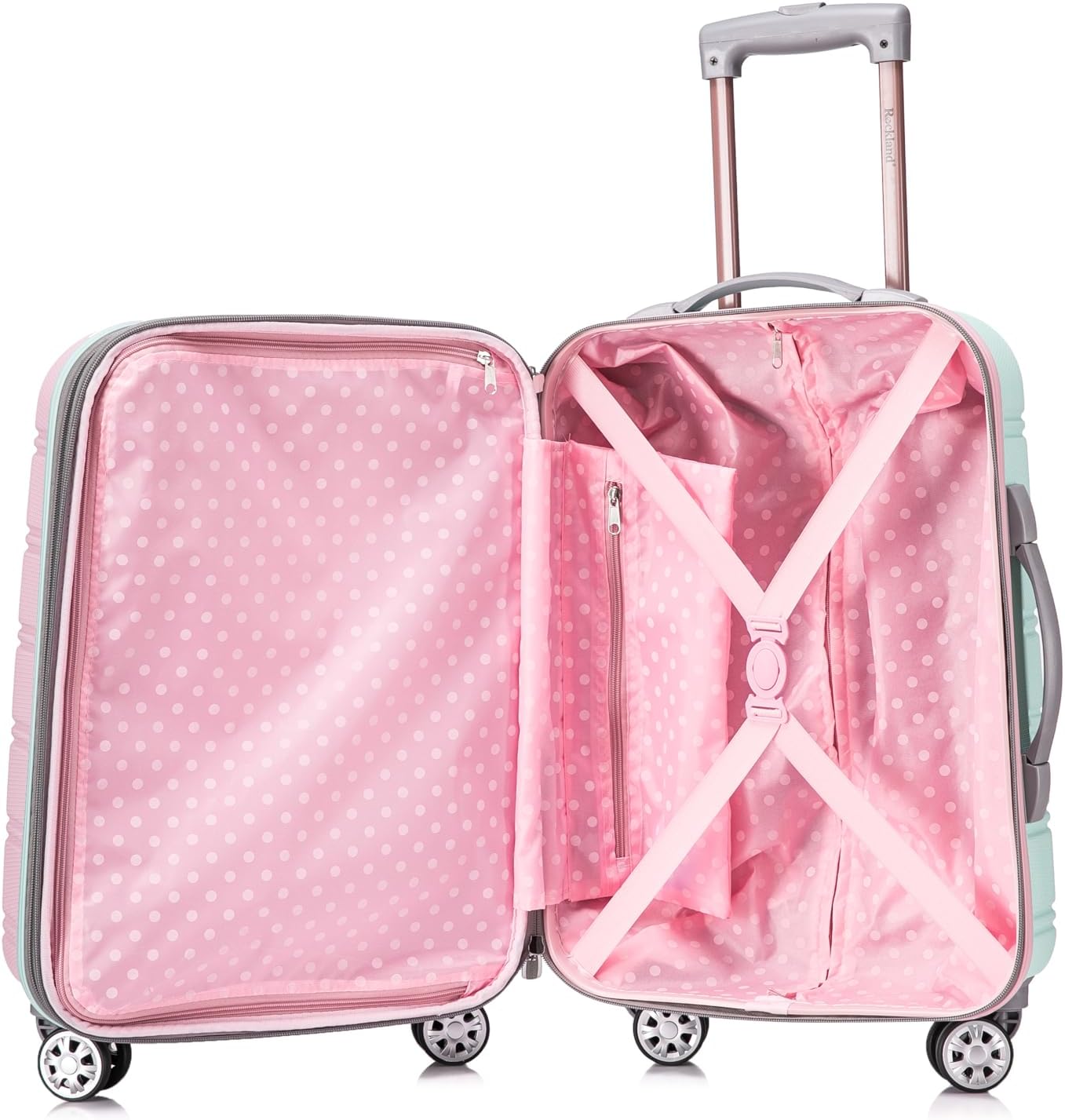 Rockland Melbourne Hardside Expandable Spinner Wheel Luggage Set, Mint, Carry-On 20-Inch and Tote 14-Inch