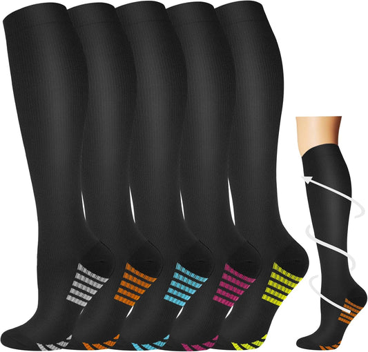 Graduated Compression Socks for Women&Men 20-30mmhg Knee High Socks Travel Hiking Running Stocking