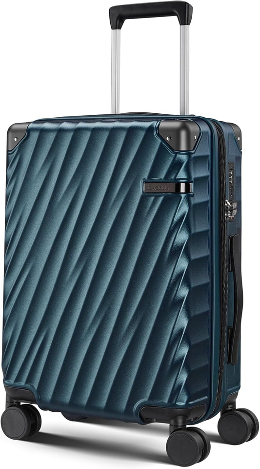 Carry On Luggage, PC Hardside Expandable Luggage with Spinner Wheels,Lightweight 20 Inch Suitcase with TSA Lock,YKK Zippers,Charcoal Metallic (Navy) ﻿