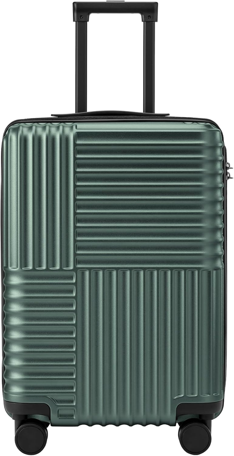 NINETYGO Carry On Luggage 22x14x9 Airline Approved, 20 Inch Luggage with Smooth Double Spinner Wheels, Hard Shell PC+ABS Suitcase Carry-On, Lightweight Travel Luggage, TSA Approved (Green, Himalayas)