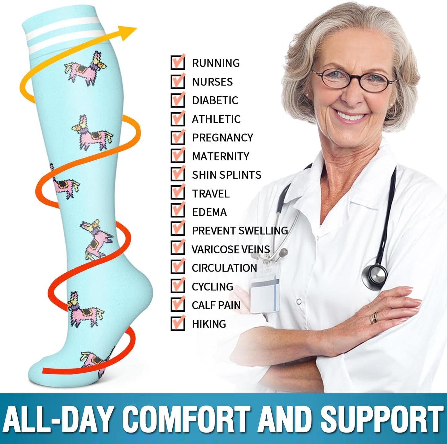 6 Pack Copper Compression Socks for Women and Men Circulation-Best Support for Medical, Running,Nursing,Athletic