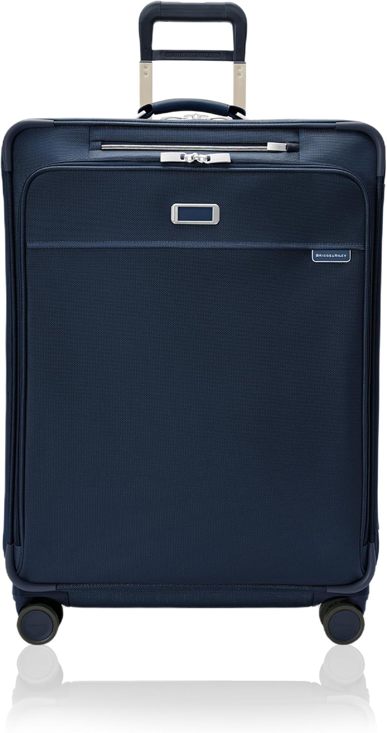 Briggs & Riley 29" Large Expandable Spinner - Checked Luggage for Travel, Suitcases with Wheels, Softside Rolling Bag for Men & Women, Self-Repairing Zipper - Baseline Collection, Navy