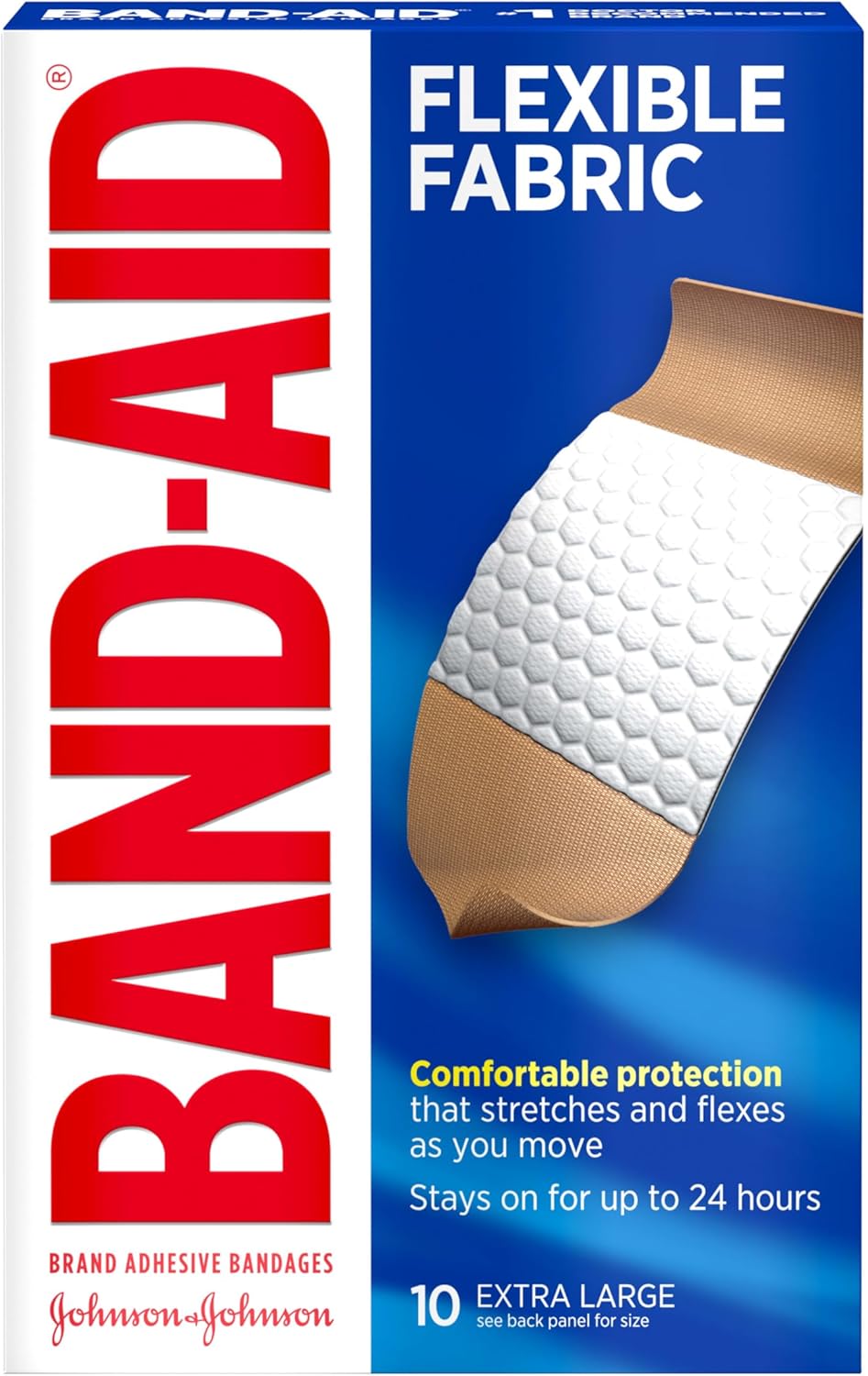Band-Aid Brand Adhesive Bandages Flexible Fabric, Extra Large, 10 Count (Pack of 2)