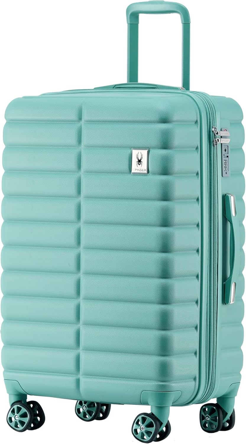 Spyder 25" Hardside Medium Checked Luggage, Durable Lightweight Hardshell Suitcase with 360° Spinner Wheels, Expandable for up to 20% More Space, TSA Approved Lock, Seafoam Green