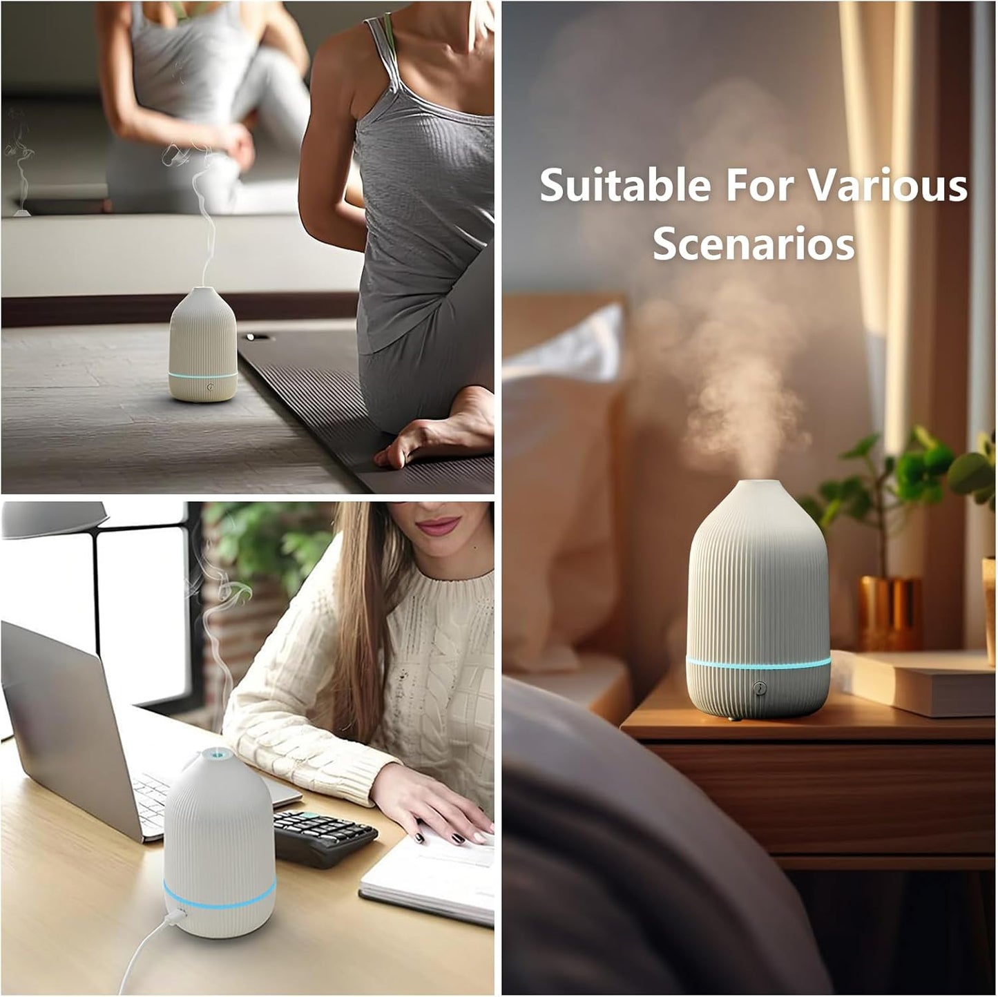 SOICARE Small Essential Oil Diffuser, 100ML Mini Aromatherapy With USB Cable & Adapter, 7 Color Changing USB Powered Aroma Scent for Home/Room/Office/Travel/Gift