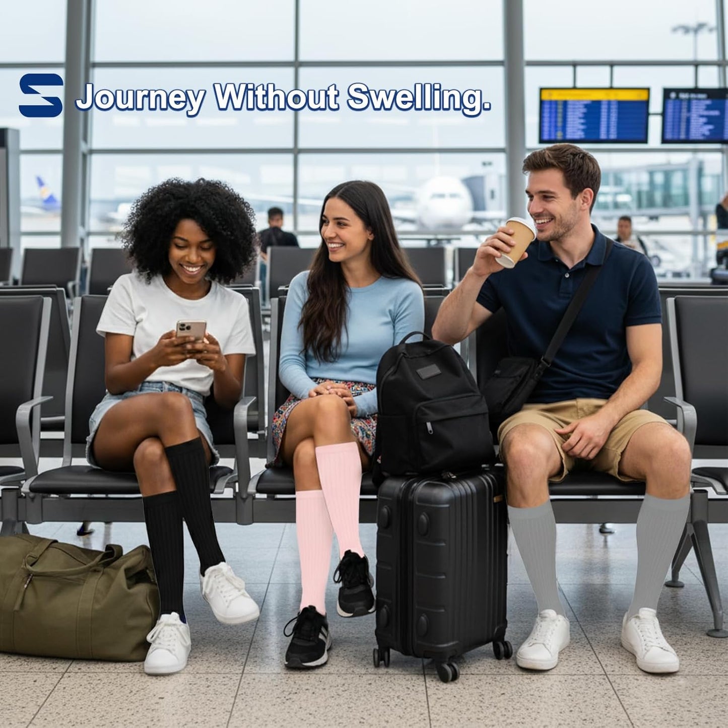 Compression Socks for Women and Men Circulation (3 Pairs) is Best Support for Running Athletic Cycling Hiking