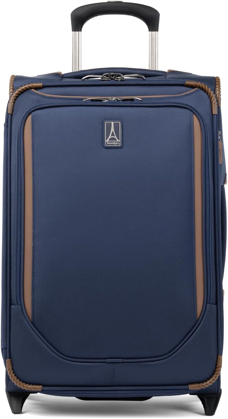 Travelpro Crew Classic Lightweight Softside Expandable Carry on Luggage, 2 Wheel Upright Rollaboard Suitcase, Men and Women, Carry On 22-Inch, Patriot Blue