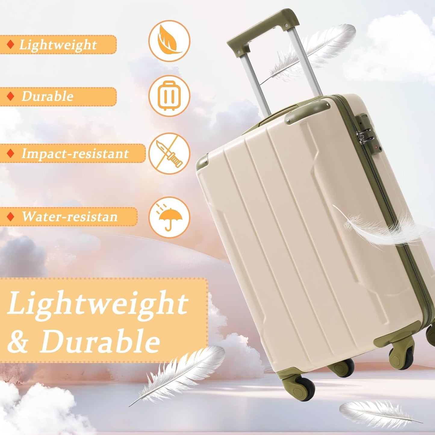 Merax 20 Inch Carry On Luggage Airline Approved, Hardshell ABS Suitcase with Spinner Wheels, TSA Lock, Lightweight Travel Luggage for Business Trips & Weekend Getaways