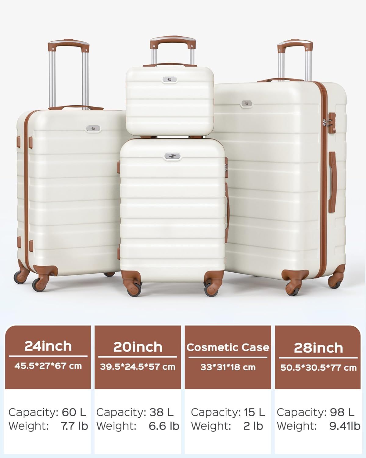 Suitour Luggage Sets 6 Piece, Hard Shell Lightweight Suitcases with Spinner Wheels for Family Travel Suitcase Set