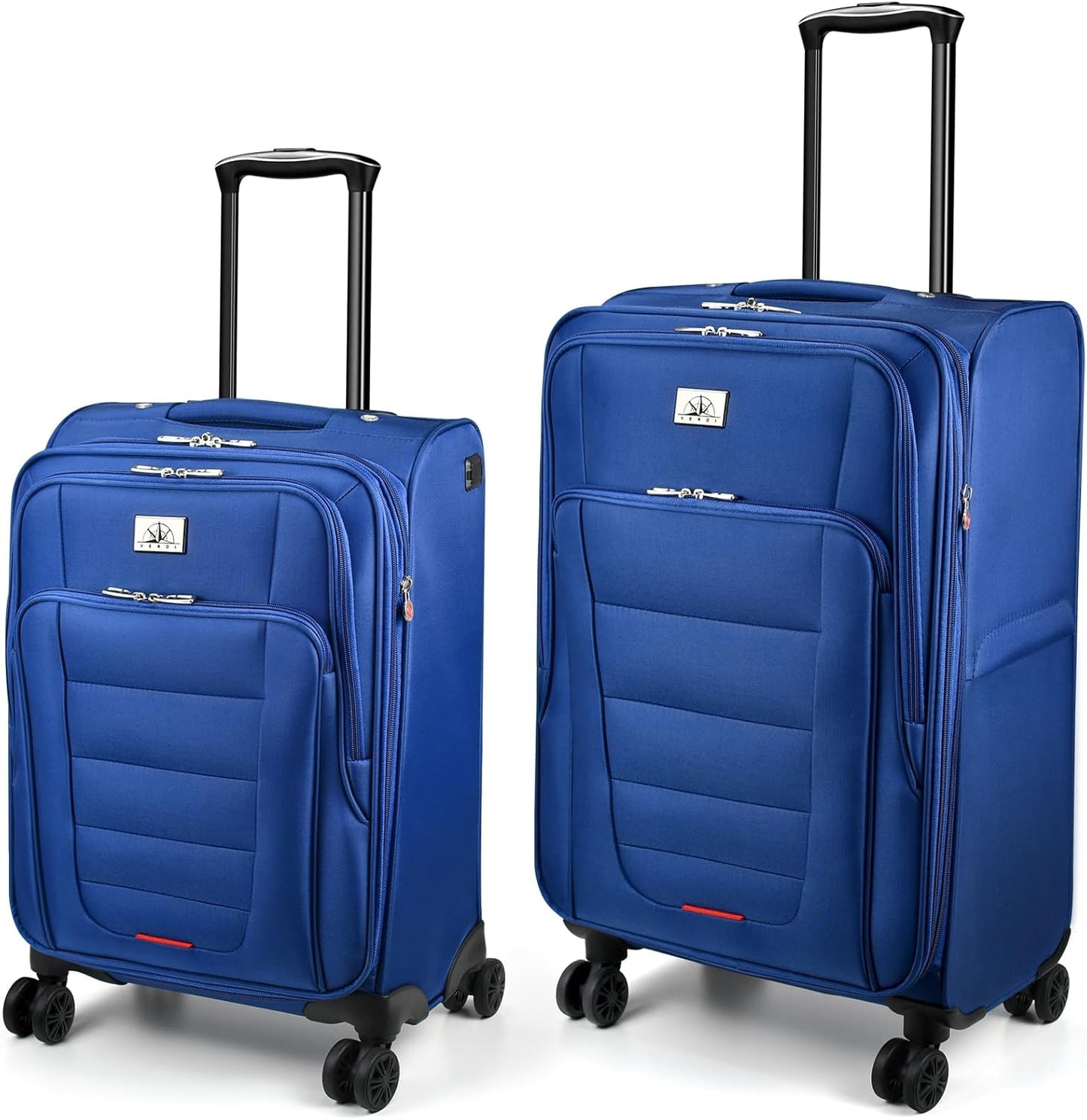 Verdi Luggage 2 Piece Set Suitcase Spinner Wheels Softshell Expandable, Carry On Luggage with USB Port (Navy, 2-Piece set(20/24))