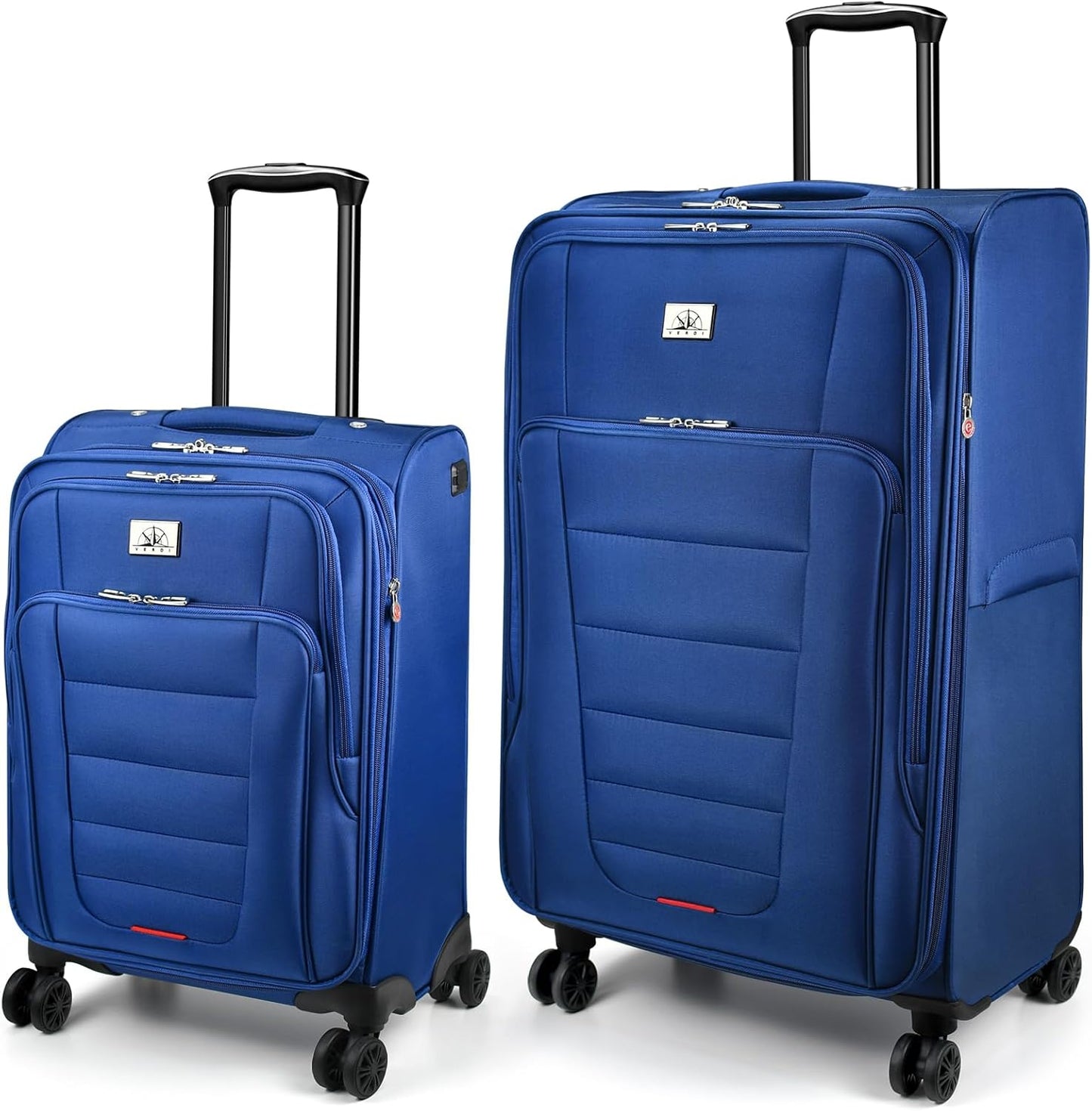 Verdi Luggage Sets of 2 Suitcase with Spinner Wheels Softside Expandable, Carry On Luggage with USB Port (Navy, 2-Piece set(20/28))