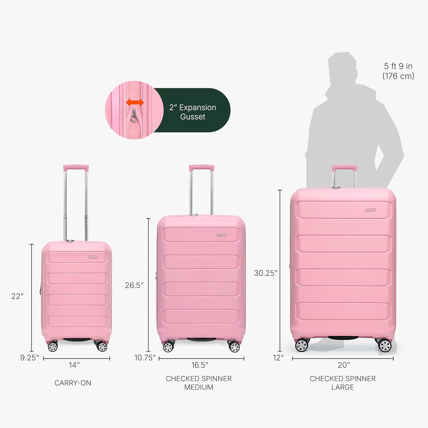 Traveler's Choice Pagosa Indestructible Hardshell Expandable Spinner Luggage, Pink, 30-Inch Large