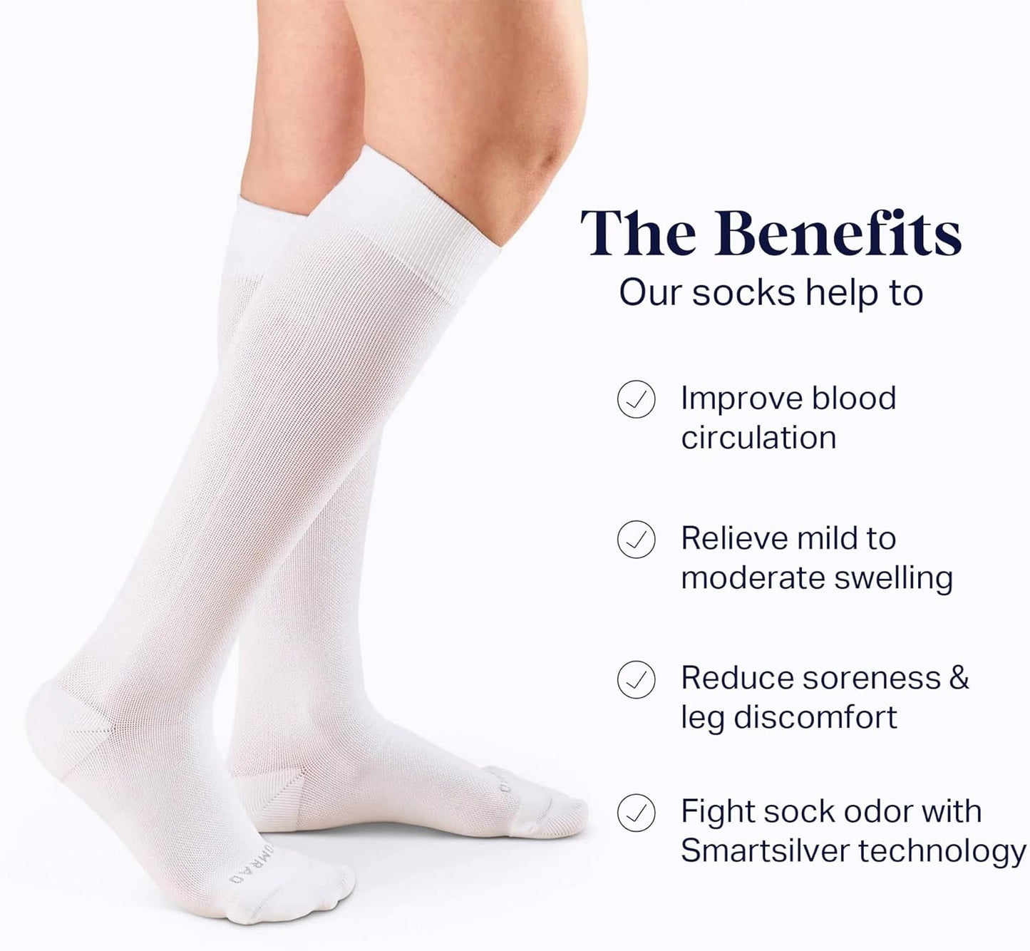 Comrad Nylon Knee High Socks - 15-20mmHg Graduated Compression Socks - Soft & Breathable Support Unisex Socks