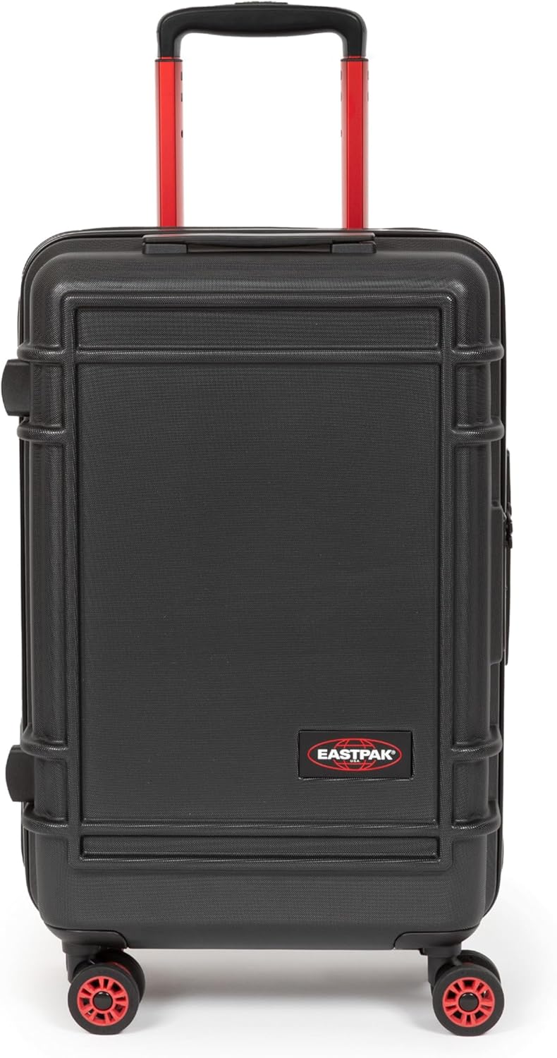 EASTPAK Resist'R Zip Cabin – 28L Hardshell Carry-On with Dual Compartments, 360° Spinner Wheels, TSA Lock & Telescopic Handle, Black