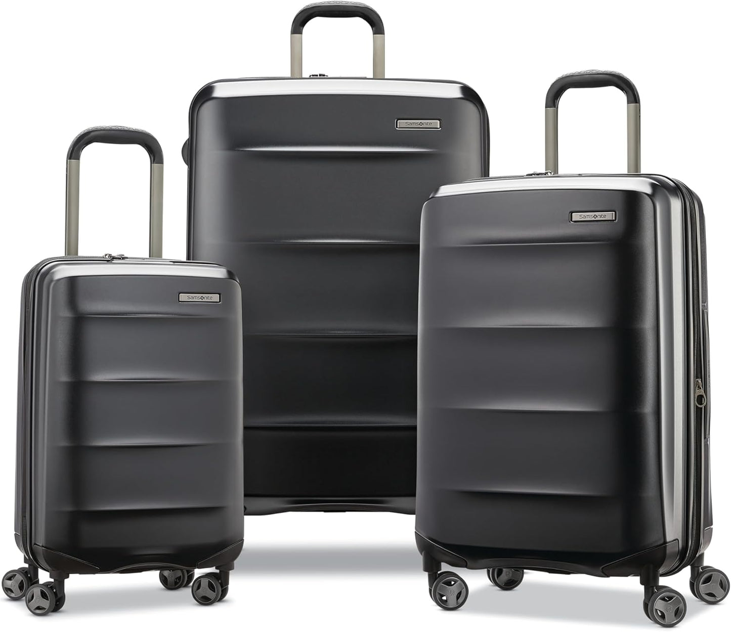 Samsonite Octiv Lightweight Hardshell 3-Piece Luggage Set (20/24/28) - Durable & Impact Resistant, 360° Aero Trac Spinner Wheels, Adjustable Telescopic Handle, Expandable, TSA Approved Lock - Black