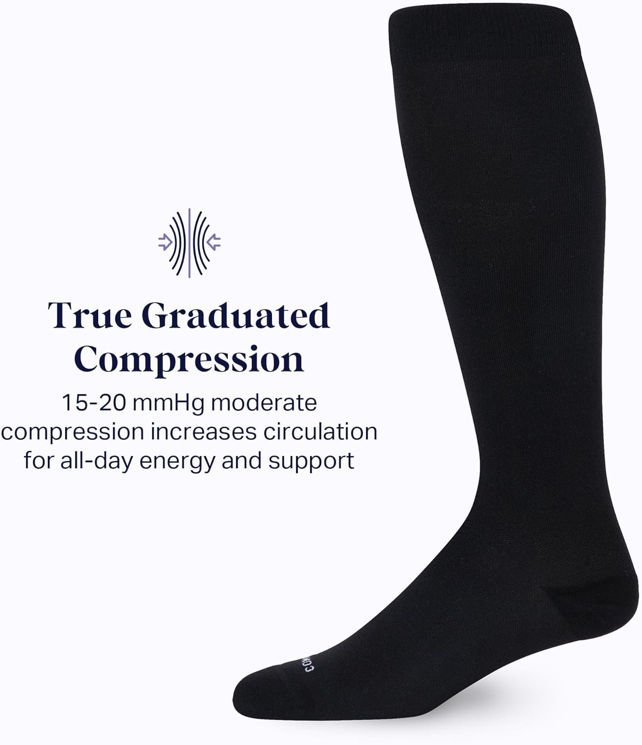 Comrad Nylon Knee High Socks - 15-20mmHg Graduated Compression Socks - Soft & Breathable Support Unisex Socks