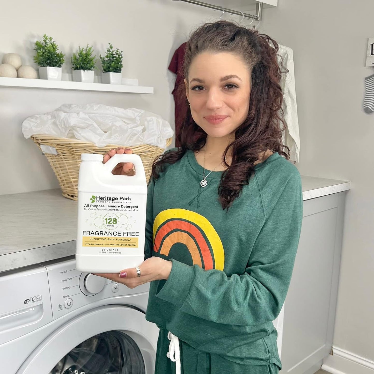 Heritage Park Luxury Laundry Detergent | Dermatologist Tested Plant based Natural & Enzyme Laundry Detergent | Sensitive Skin Friendly - Fragrance Free (64 fl oz)