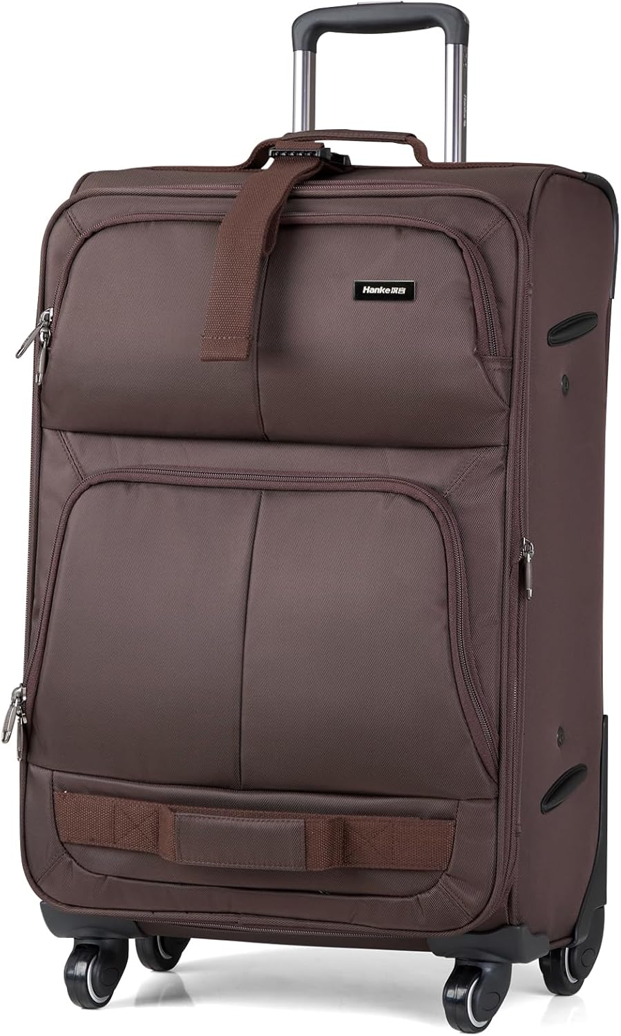 Hanke 28 Inch Softside Expandable Luggage with Spinner Wheels,Check Large Luggage Rolling Suitcase Travel Luggage with TSA Approved,Coffee