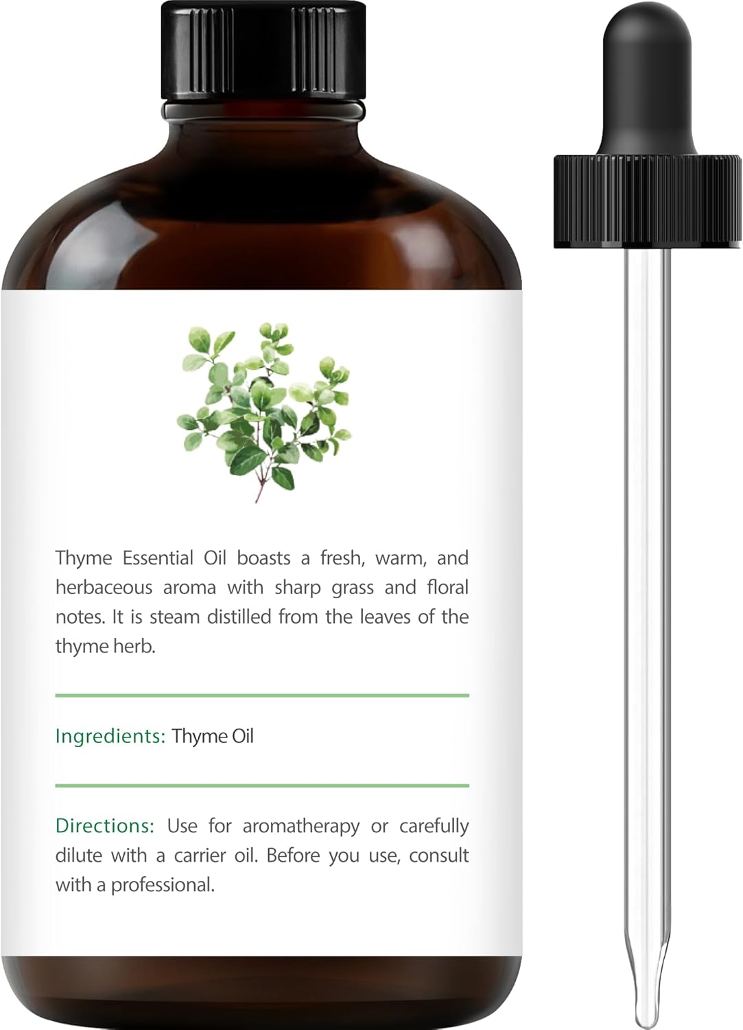 Handcraft Blends Thyme Essential Oil – Huge 4 Fl Oz – 100% Pure and Natural – Premium Grade Essential Oil for Diffuser and Aromatherapy, Skin, Massage, Candle and Soap Making Fragrance