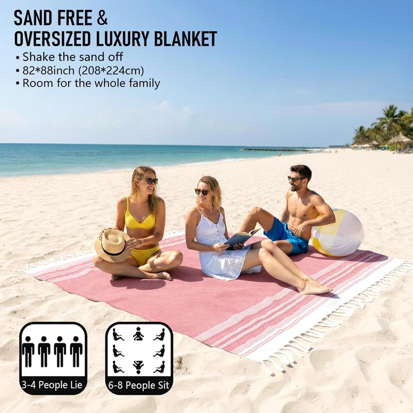 Oversized Turkish Beach Towel Blanket Cotton Giant XL Sandproof Towels Huge Linen XXL Extra Large Big Throw Quilt Blankets for Adults Cloud Travel Camping Glamping Accessories Essentials