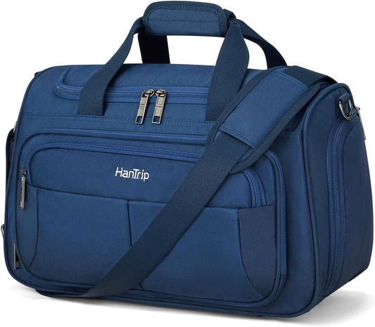 Carry on Duffel Bag Foldable Duffle Bags for Travel, Under Seat Personal Item Bags for Airplanes, Weekender Overnight Mens Travel Tote Bag for Women Small Softside Carry on Luggage (Blue)