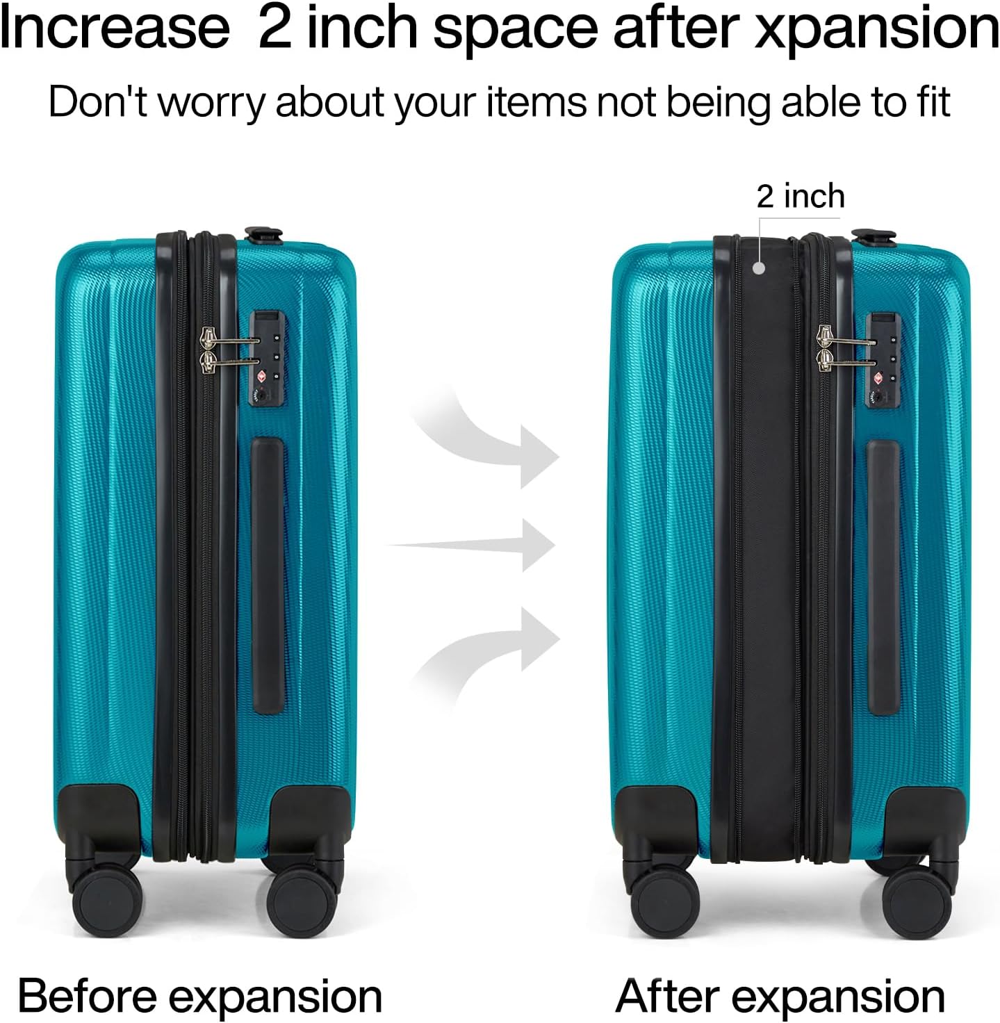 Hanke 20 Inch Expandable Carry on Luggage 22x14x9 Airline Approved Lightweight PC Hard Shell Suitcases with Wheels Tsa Luggage Rolling Suitcase Travel Luggage Bag for Weekender(Caribbean Blue)