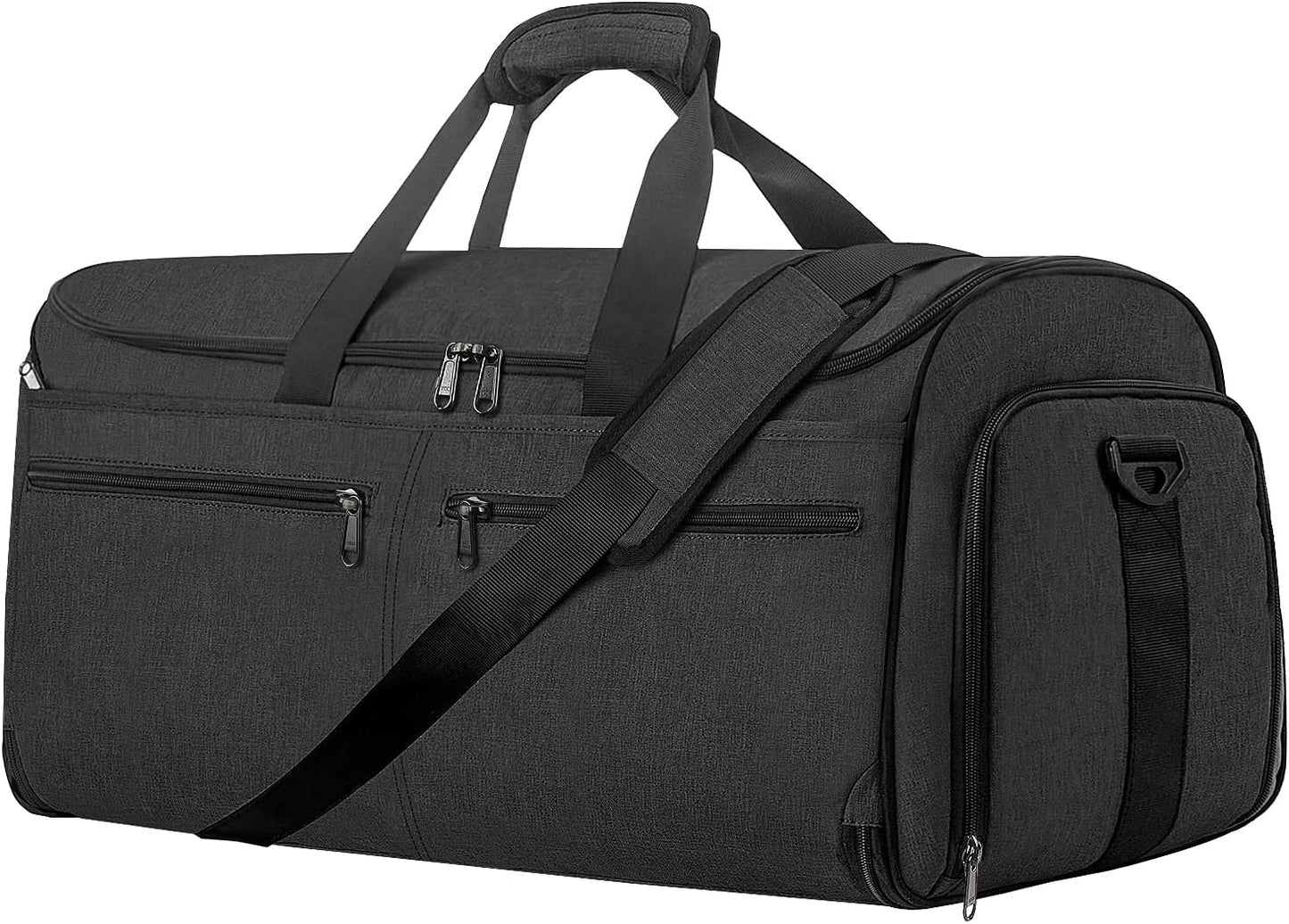 Garment Duffle Bags for Travel, Bukere Convertible Carry on Garment Duffel Bag for Men Women, Shoe Compartment, 2 in 1 Hanging Dress Suitcase Suit Travel Bags, Midnight Grey