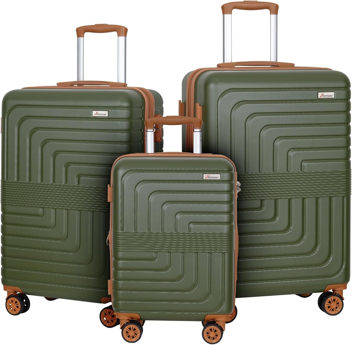 Romswi 3-Piece Luggage Set 21/25/30 Inch, Expandable PC+ABS Hardshell Suitcases, Durable Lightweight Suitcase Set with TSA Lock & Dual Spinner Wheels, Silver