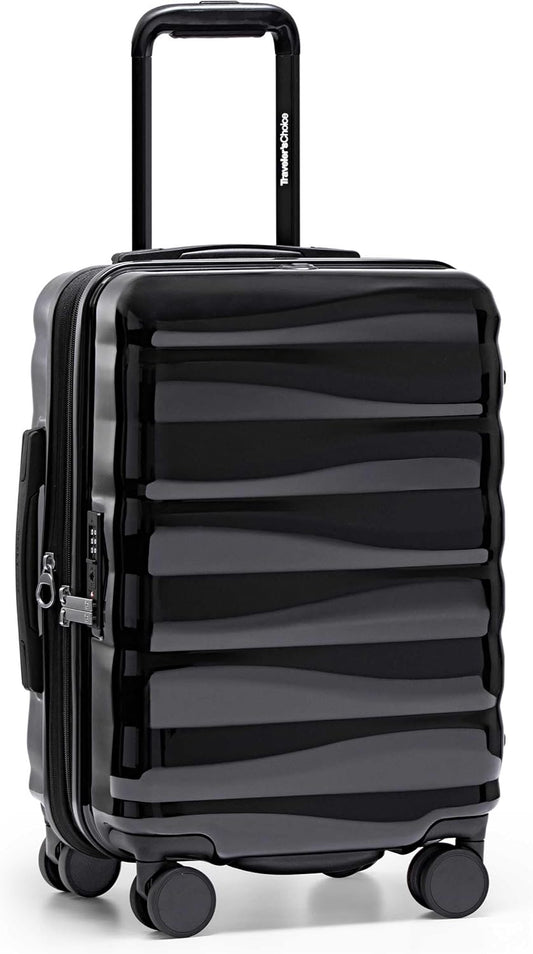 Traveler's Choice Edinburgh II Hardside Spinner Luggage with TSA Lock, Black, 21" Carry-on