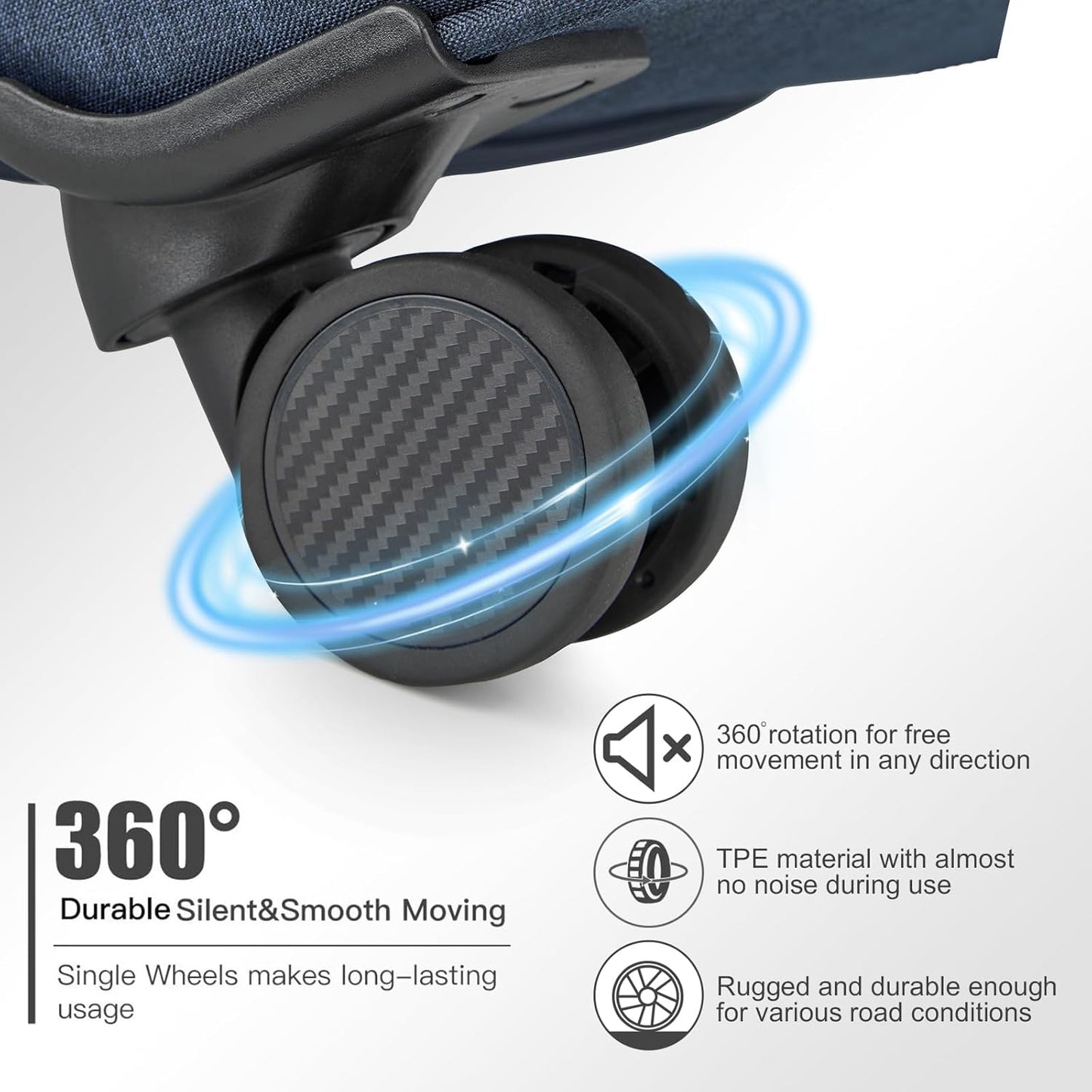 Kono 24 Inch Softside Expandable Checked Luggage with 8 Spinner Wheels TSA Lock Softshell Lightweight Business Travel Suitcase for Men and Women, Navy Blue