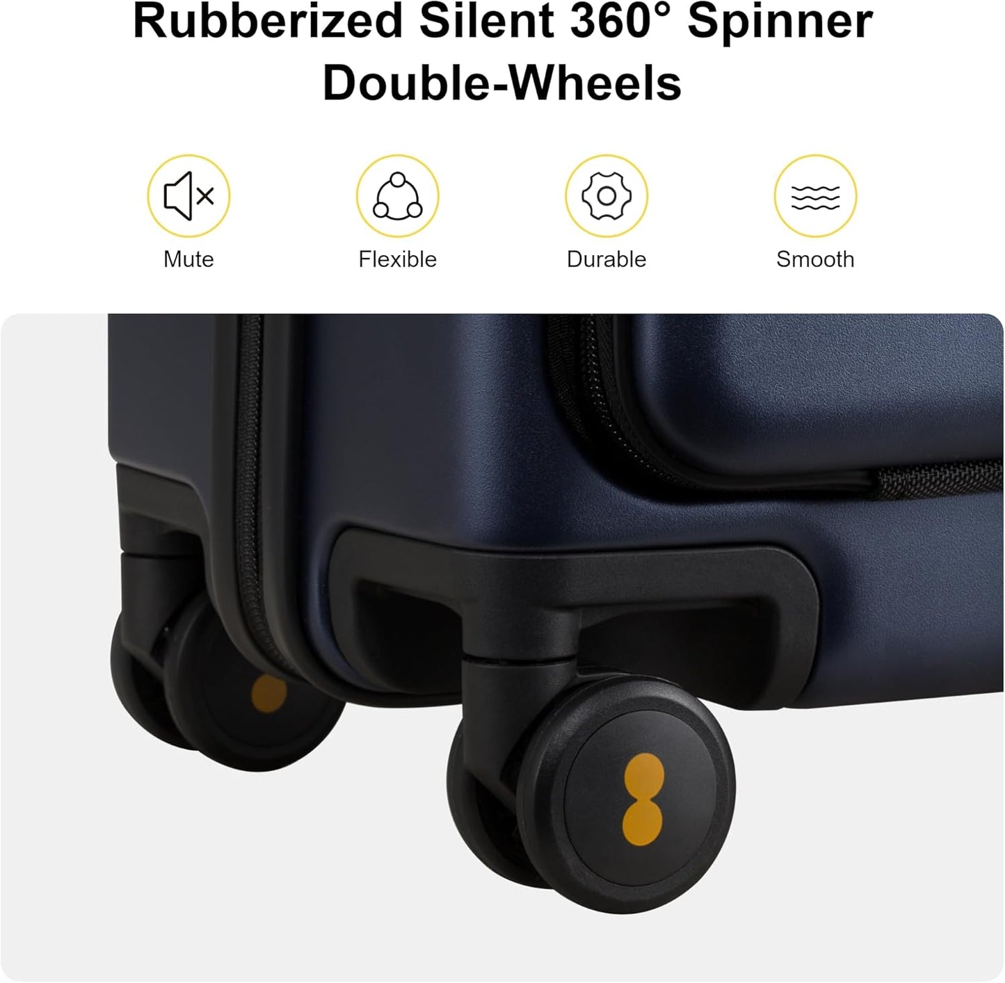 LEVEL8 Carry On Luggage with Compartment, 20 Inch Lightweight Hard Shell Rolling Suitcase with Wheels Airline Approved with Front Pocket, Double Tsa Locks, Navy Blue