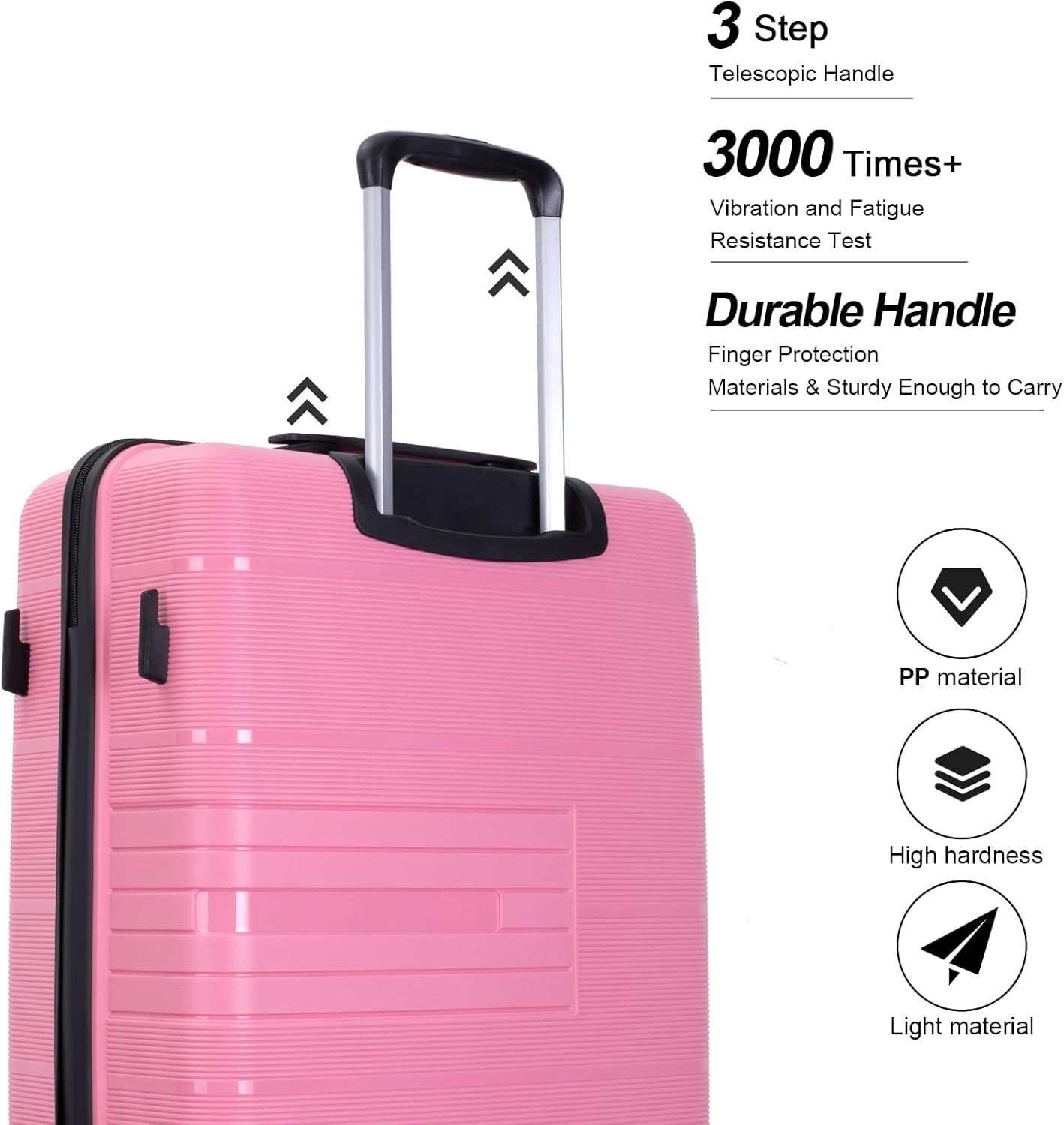 Luggage 3 Piece Sets Suitcase Set with Double Spinner Wheels, Lightweight Carry On Hardside Travel Luggage with TSA Lock, (20/24/28) (Pink)