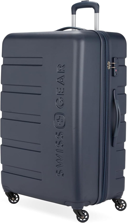 SwissGear 7366 Hardside Expandable Luggage with Spinner Wheels, Navy, Checked-Large 27-Inch