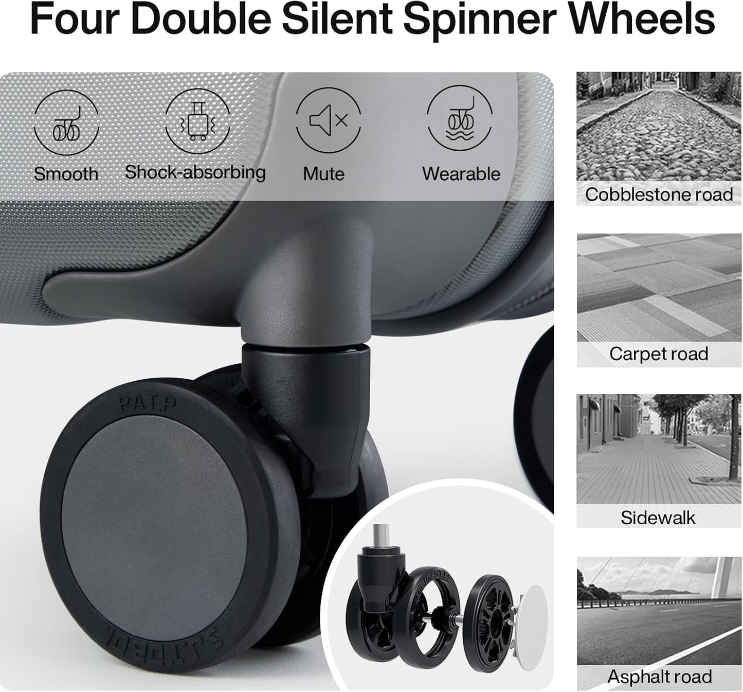 Hanke 24 Inch Checked Luggage with Spinner Wheels Hard Shell Suitcases Lightweight Travel TSA Luggage for Women Men Medium Suitcase(Graphite Grey)