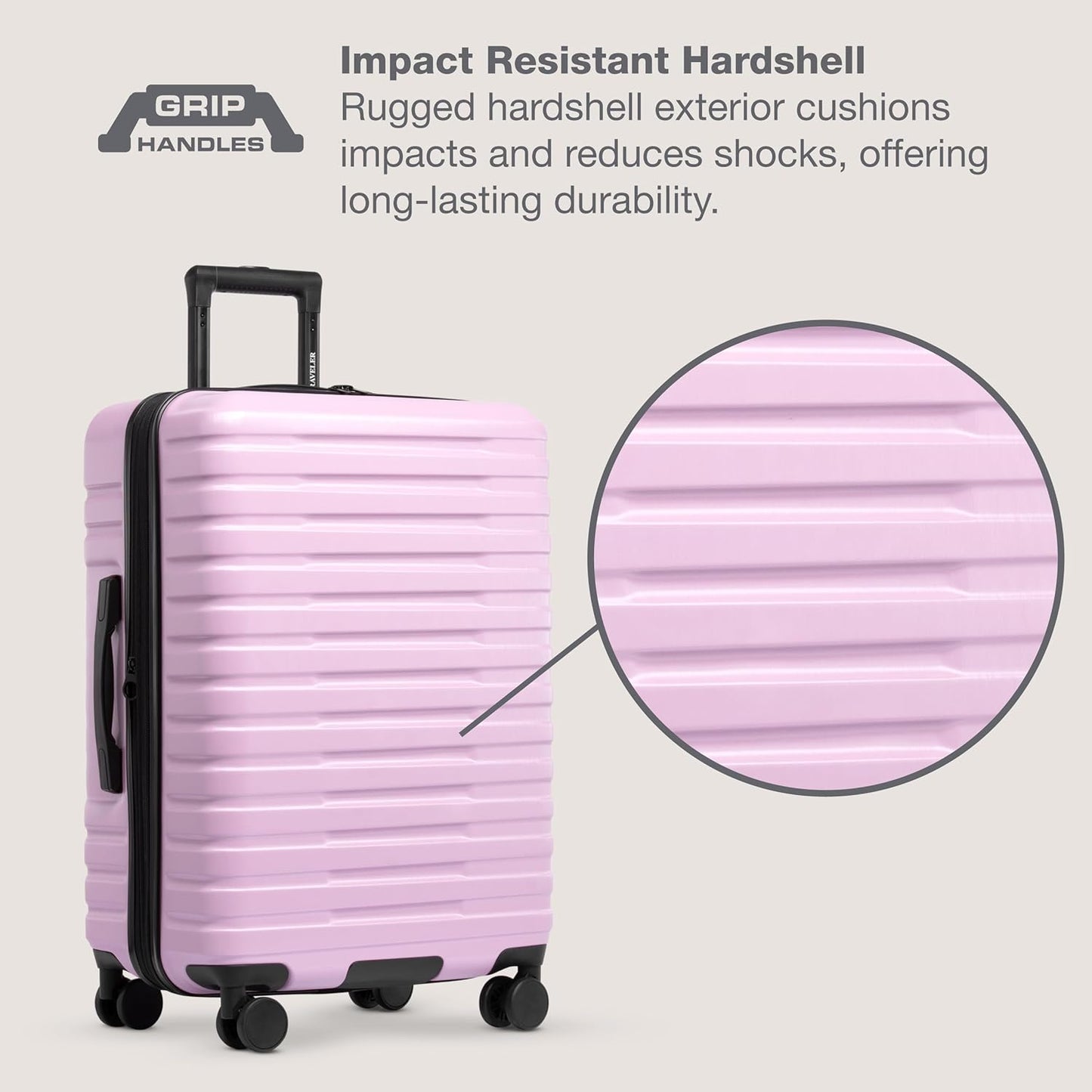 U.S. Traveler Boren Hardside Spinner Luggage With Aluminum Handle, Lavender, 2-Piece Set