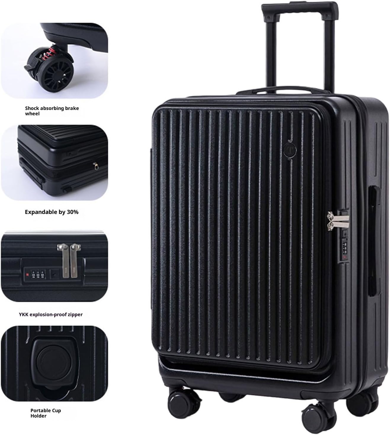 Expandable Carry On Luggage Top Opening Design Ergonomic Practical Hardshells Suitcase With 360 Degree Textured S