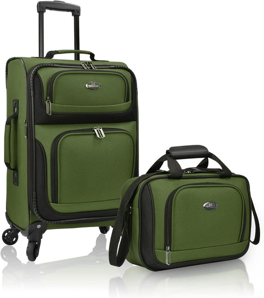 U.S. Traveler Rio Carry-on Luggage, Lightweight Softside Suitcase, Rolling 20" Carry On Luggage