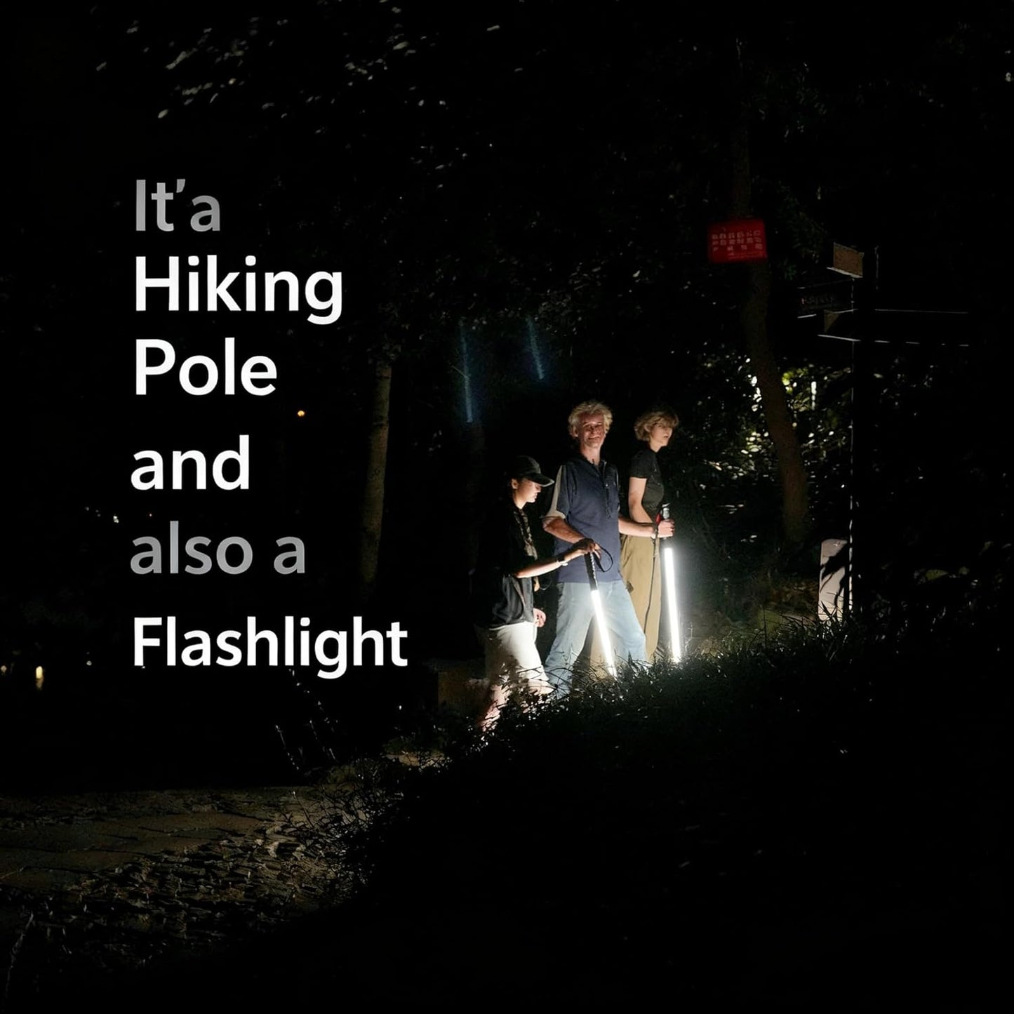 Rechargeable Ultra-Bright LED Light-Up Trekking Poles, Sci-Fi Lightsaber-Inspired Hiking Sticks, Lightweight for Outdoor Hiking, Camping & Night Walking, White Light