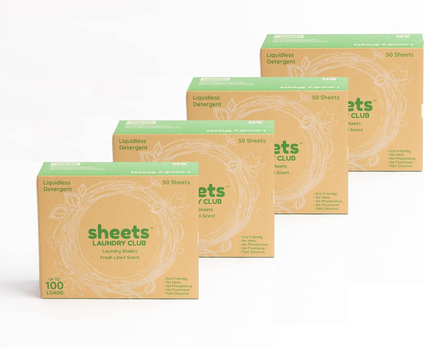 Sheets Laundry Club - Liquidless Laundry Detergent Sheets, 400 Loads - Fresh Linen Scent, Eco-Friendly, Quick-Dissolving Formula, Hypoallergenic, Septic Safe, Plastic-Free Packaging - 200 Sheets